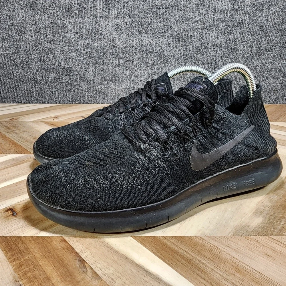 Nike Free RN Flyknit 2017 Womens 8.5 Black Running Shoes 880844-010 Low Top